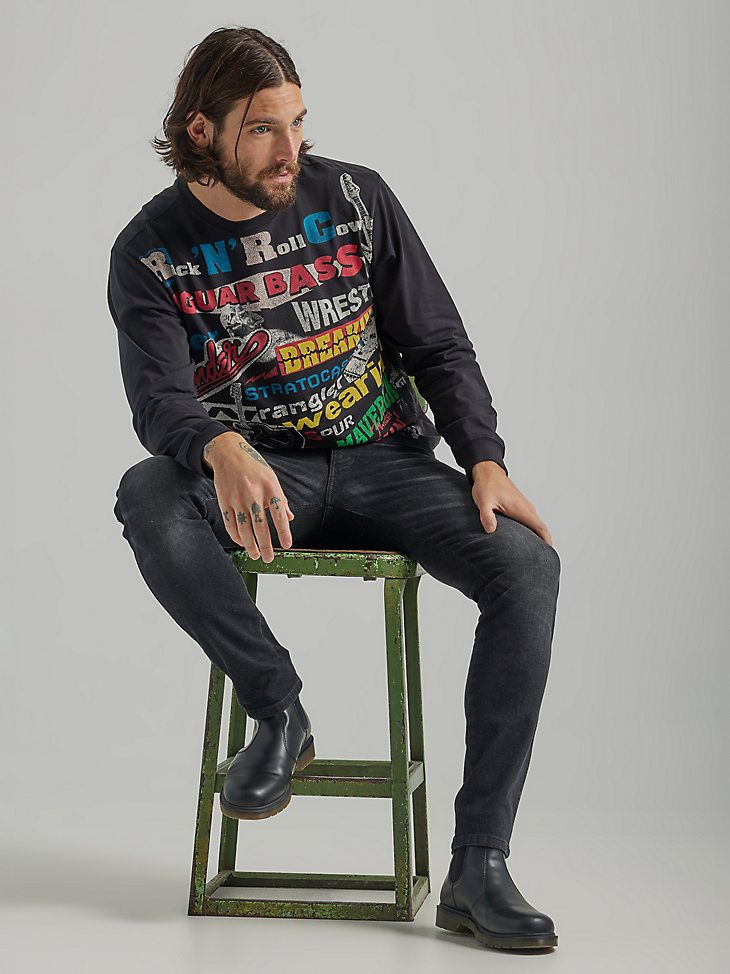 Wrangler x Fender Collage Sweatshirt in Pigment Print