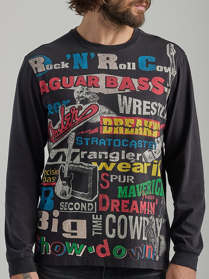 Wrangler x Fender Collage Sweatshirt in Pigment Print