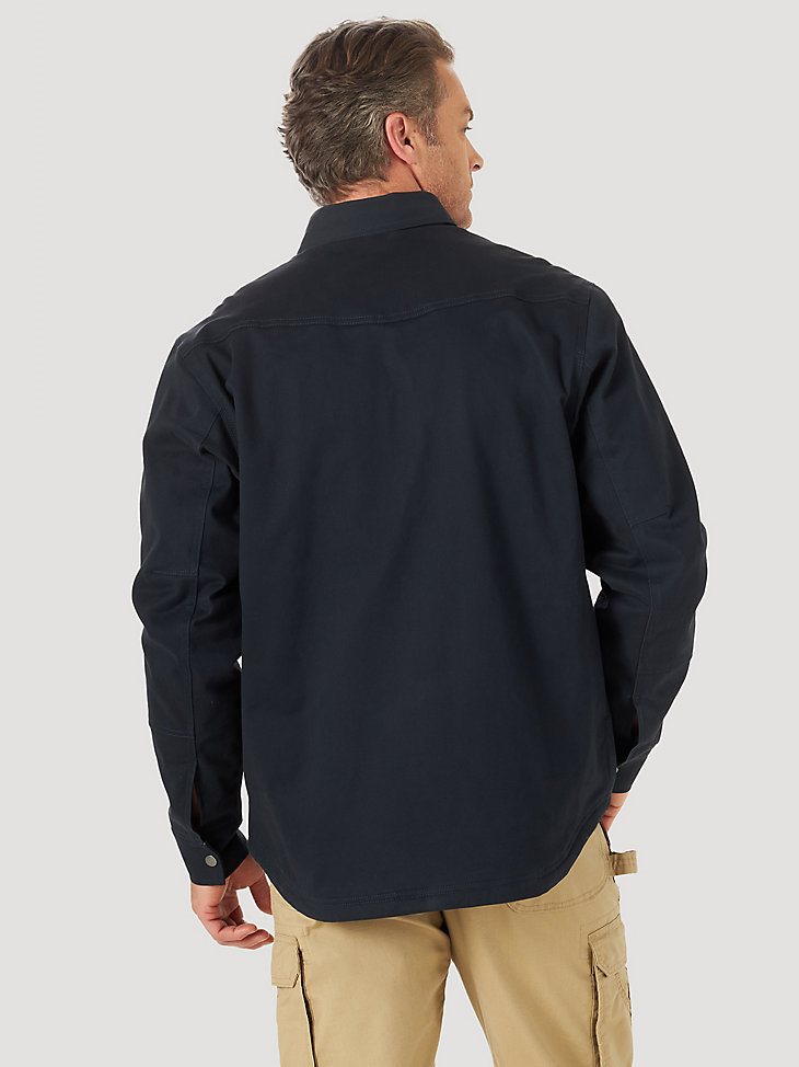 Wrangler RIGGS Workwear Tough Layers Fleece Lined Work Shirt Jacket in Dark Navy