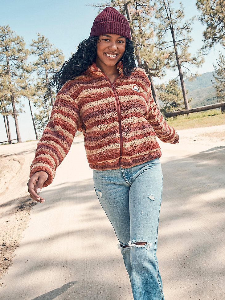 Women's All Over Sherpa Jacket in Red Gradient
