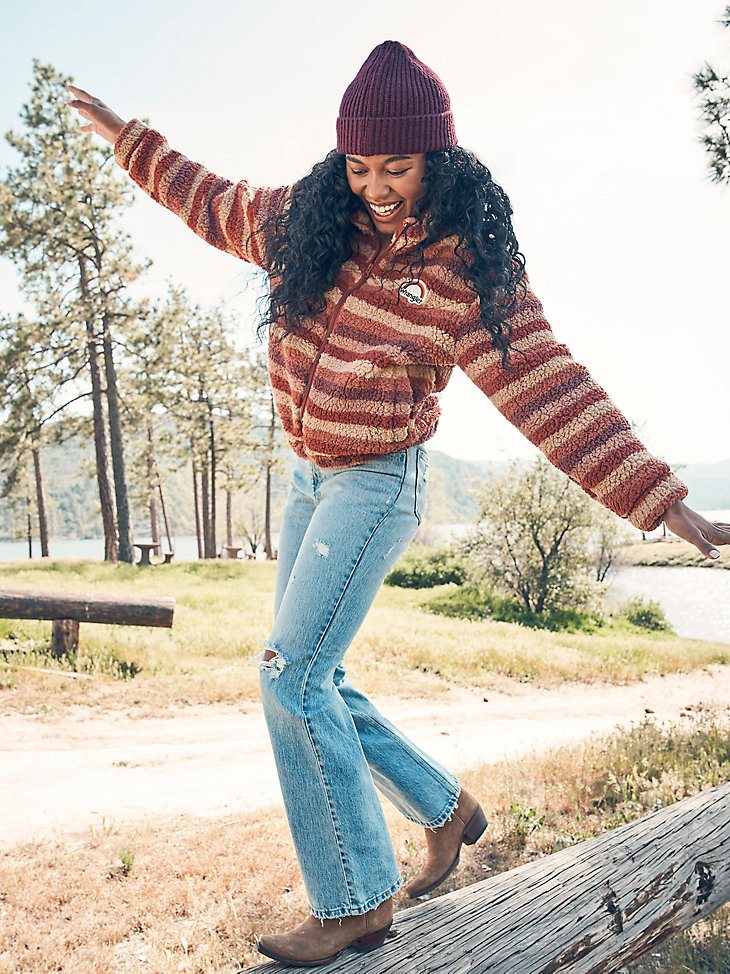 Women's All Over Sherpa Jacket in Red Gradient