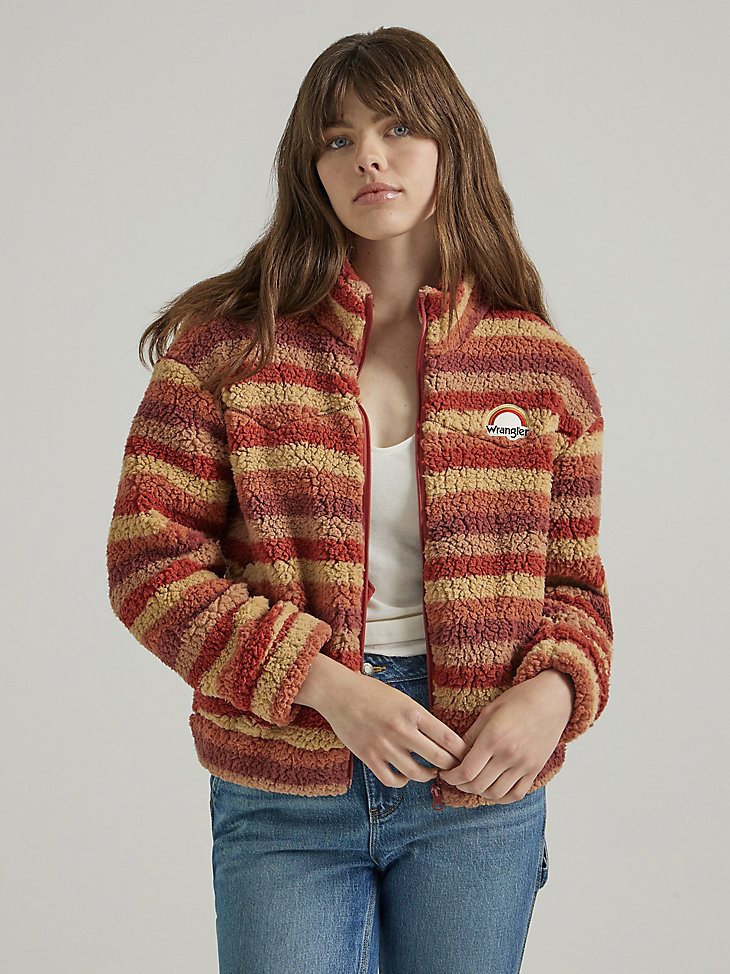 Women's All Over Sherpa Jacket in Red Gradient