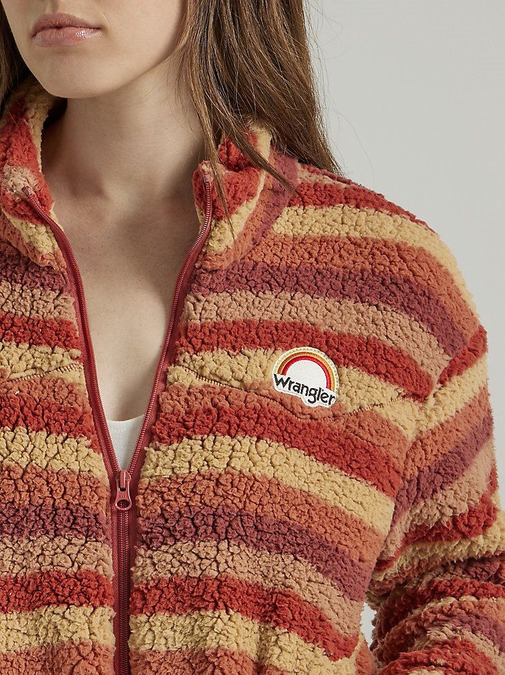 Women's All Over Sherpa Jacket in Red Gradient