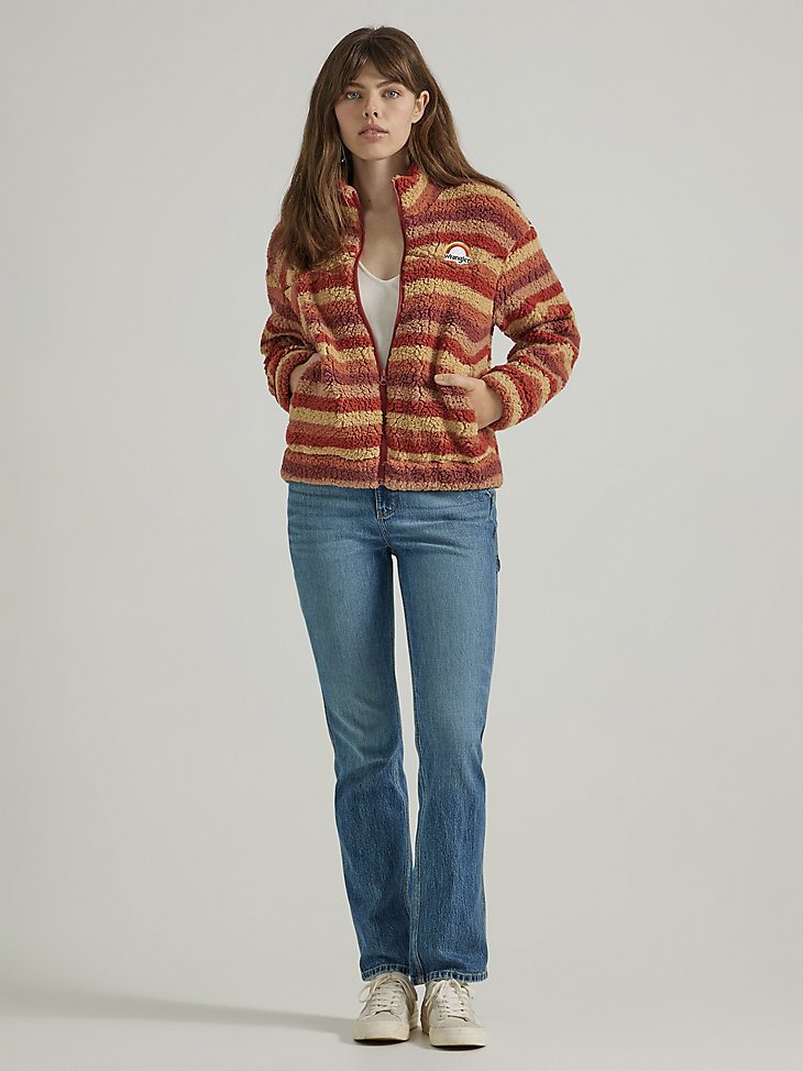 Women's All Over Sherpa Jacket in Red Gradient