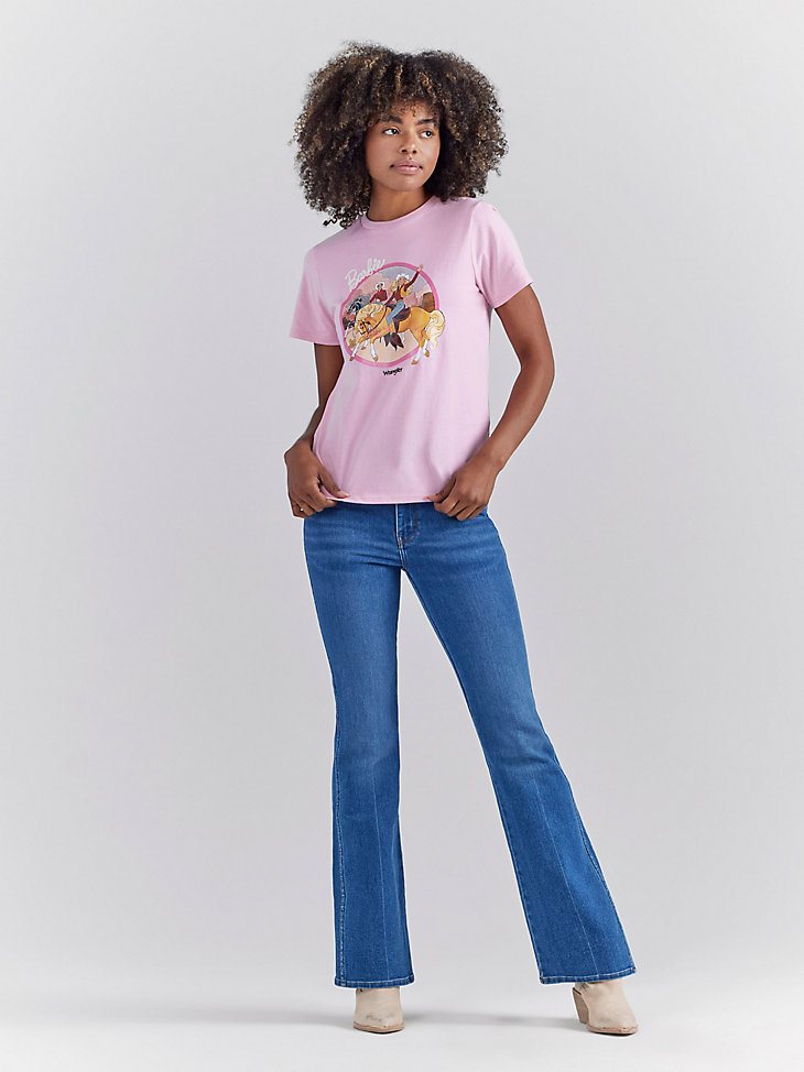 Wrangler x Barbie Cowgirl Graphic Reg Fit Tee in Positive Pink