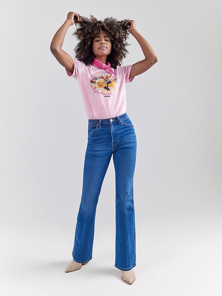Wrangler x Barbie Cowgirl Graphic Reg Fit Tee in Positive Pink