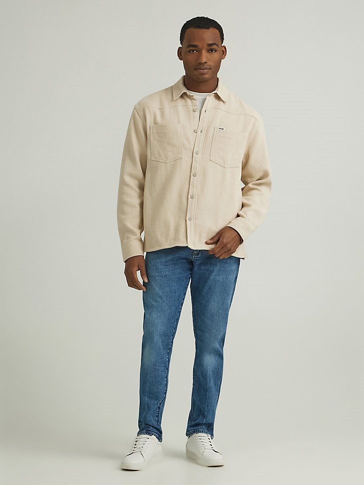 Men's Twill Overshirt in Oatmeal
