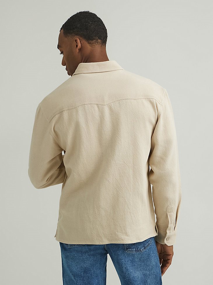 Men's Twill Overshirt in Oatmeal
