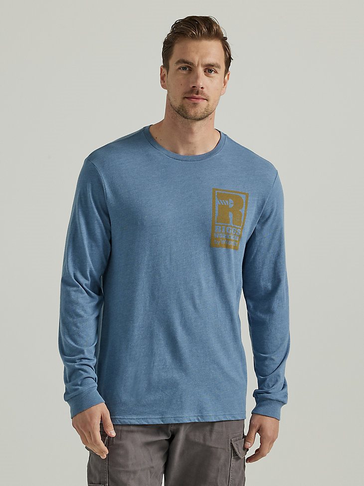 Wrangler RIGGS Workwear Relaxed Back Long Sleeve Graphic T-Shirt in Bering Sea