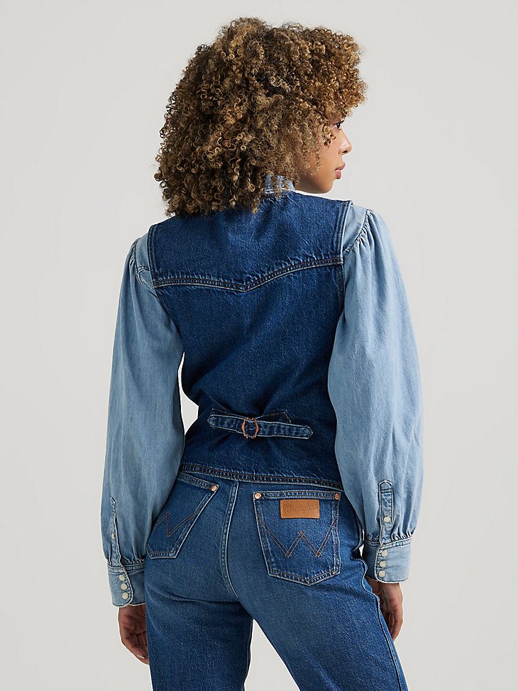 Women's Slim Denim Vest in Dark Wash