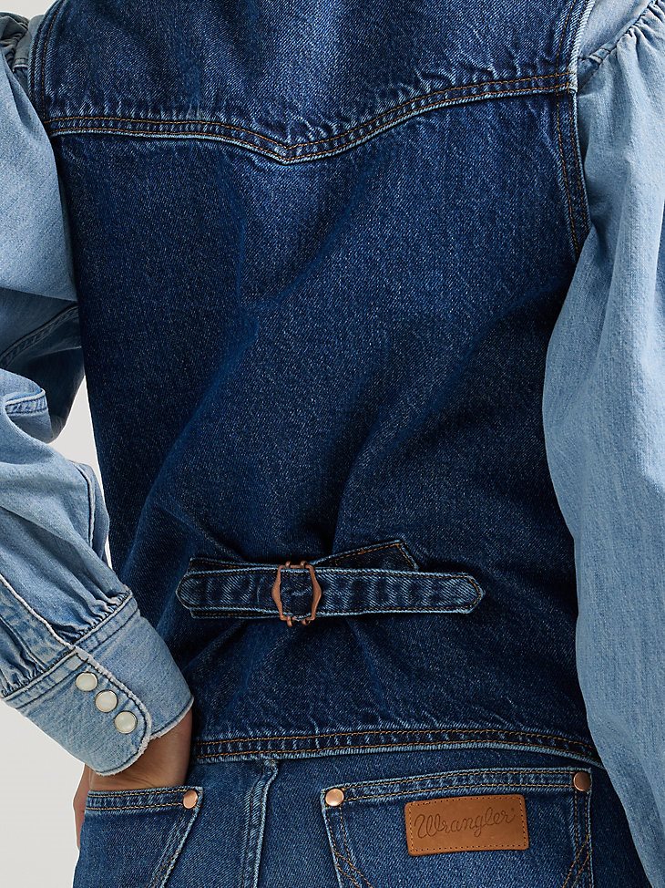 Women's Slim Denim Vest in Dark Wash