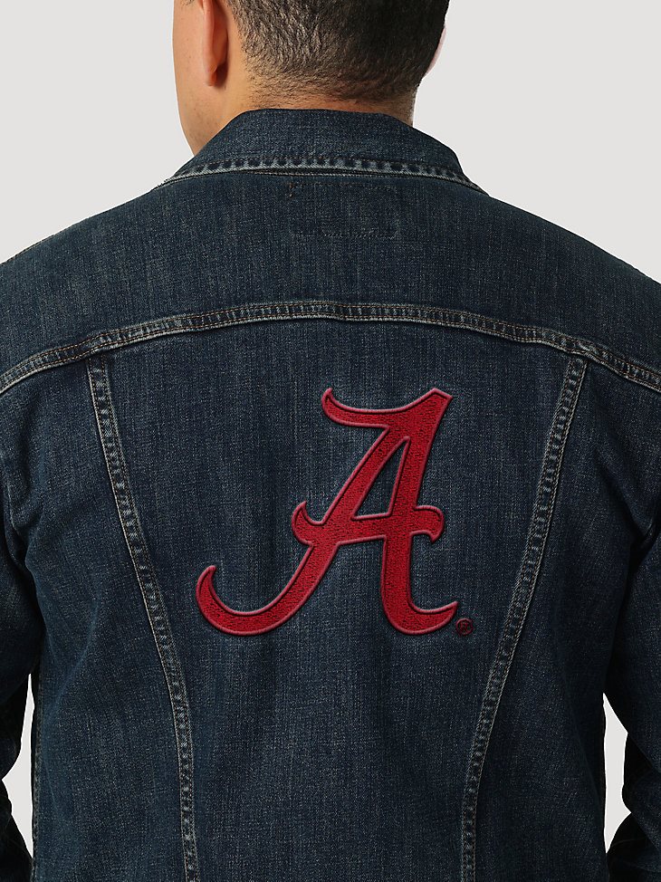 Men's Wrangler Retro Collegiate Embroidered Denim Jacket in University of Alabama