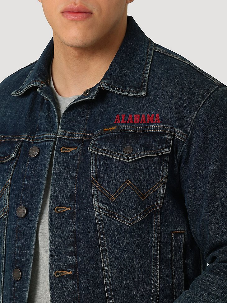 Men's Wrangler Retro Collegiate Embroidered Denim Jacket in University of Alabama