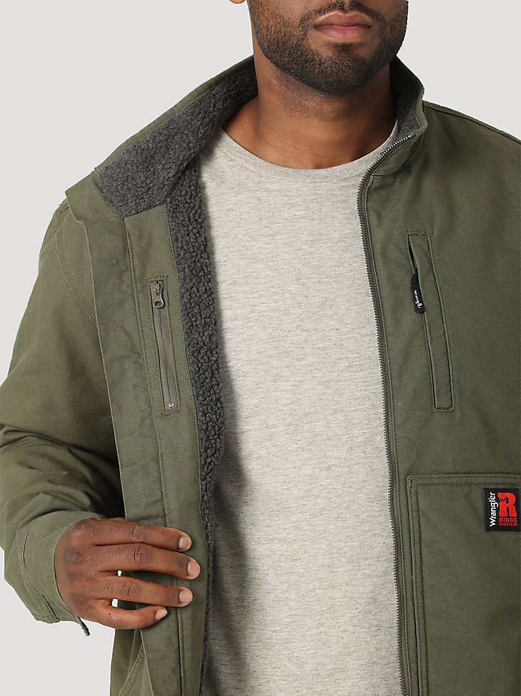 RIGGS Tough Layers Sherpa Lined Canvas Jacket in Loden
