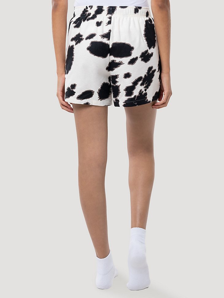 Women's Cow Print Sleep Short in Black/White
