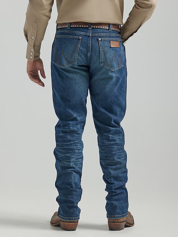 The Wrangler Retro Premium Jean: Men's Slim Straight in Blue Dasher
