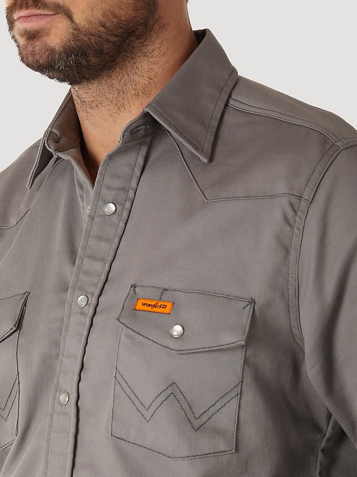 Wrangler FR Flame Resistant Long Sleeve Solid - Charcoal in Charcoal