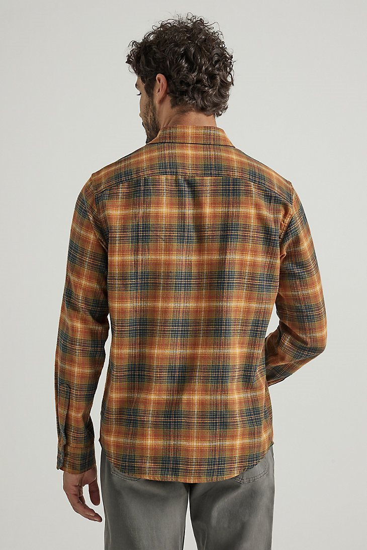 Men's Brushed Flannel Shirt in Burnt Henna Orange