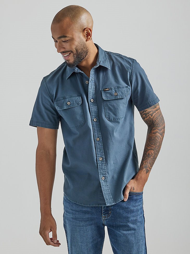 Men's Stretch Ripstop Button Down Shirt in Dark Slate