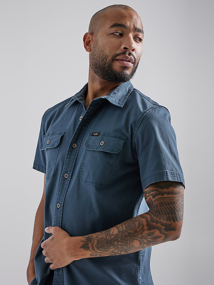 Men's Stretch Ripstop Button Down Shirt in Dark Slate