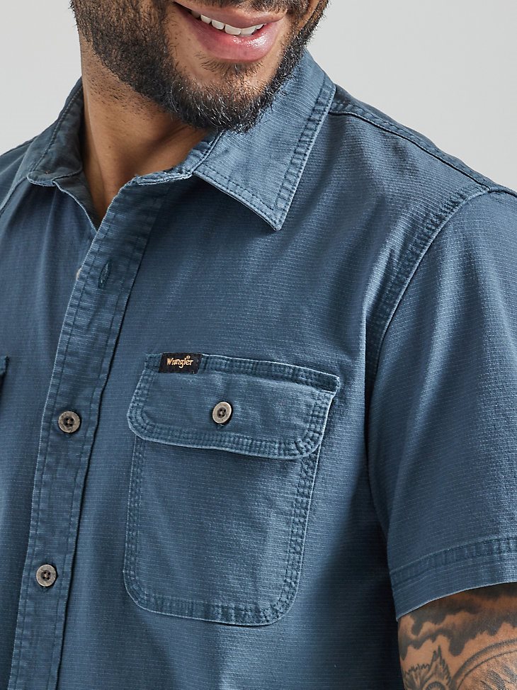 Men's Stretch Ripstop Button Down Shirt in Dark Slate