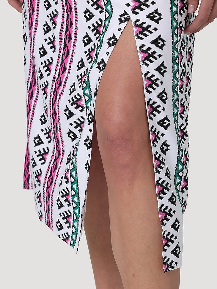 Women's Wrangler Smocked Bodice Tank Dress in White Geo