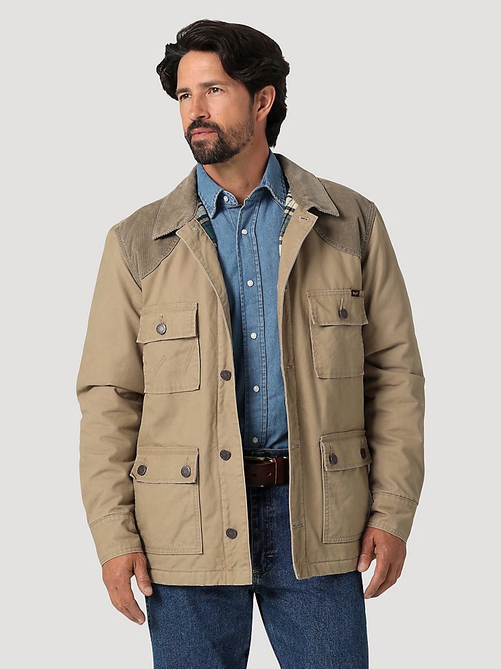 Men's Wrangler Corduroy Yoke Lined Barn Coat in Cathay Spice