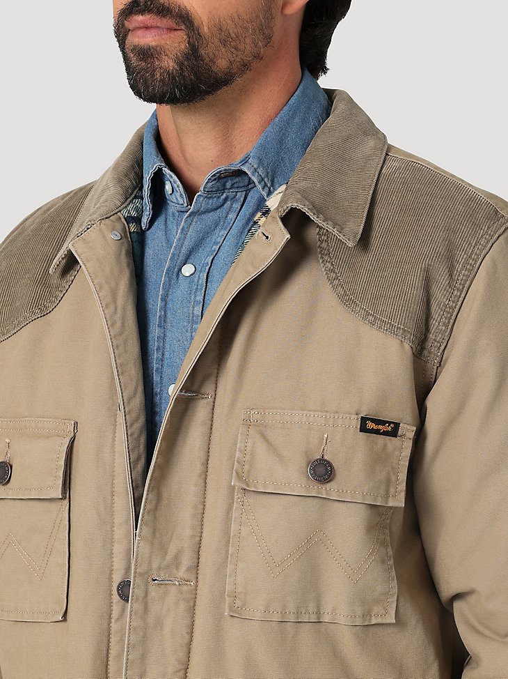 Men's Wrangler Corduroy Yoke Lined Barn Coat in Cathay Spice