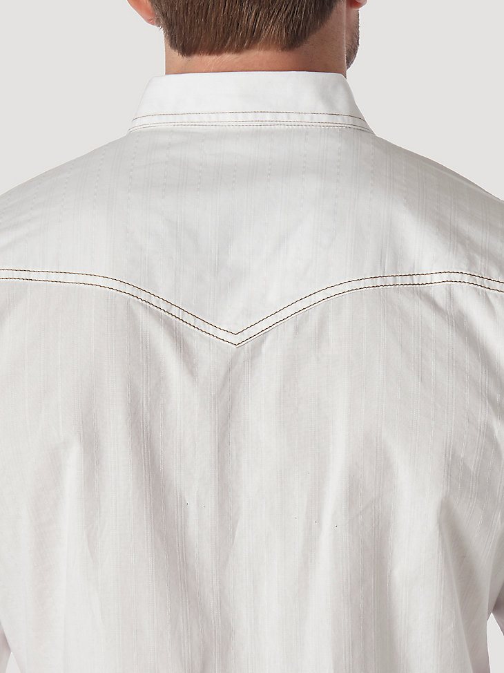 Men's Wrangler Retro Long Sleeve Western Snap Solid Dobby Shirt in White