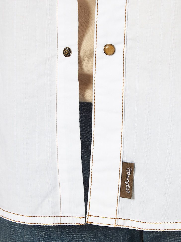 Men's Wrangler Retro Long Sleeve Western Snap Solid Dobby Shirt in White