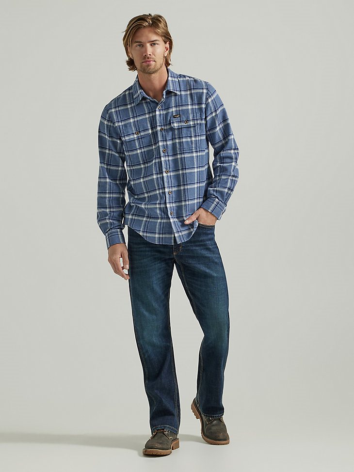 Men's Epic Soft Plaid Long Sleeve Shirt in Tradewinds