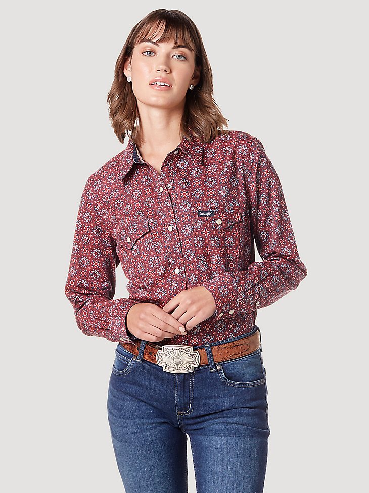 Women's Wrangler All Occasion Western Snap Shirt in True Red