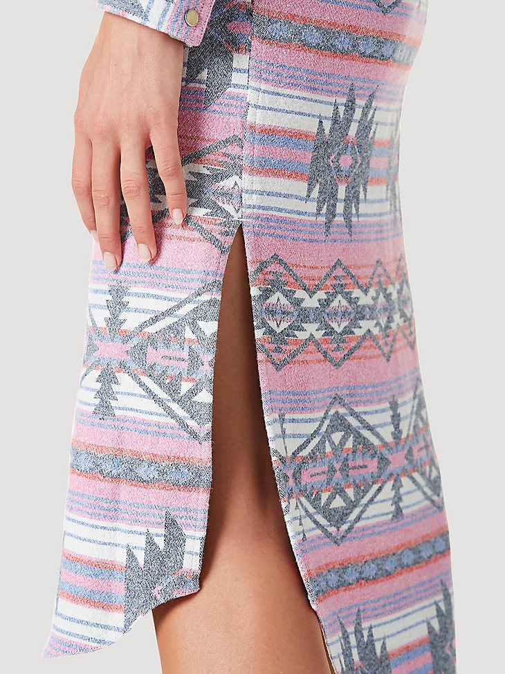 Women's Wrangler Jacquard Western Snap Duster Dress in Pink Multi