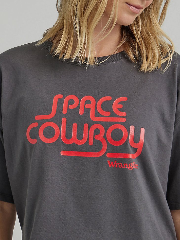 Women's Boxy Space Cowboy Tee in Magnet Grey