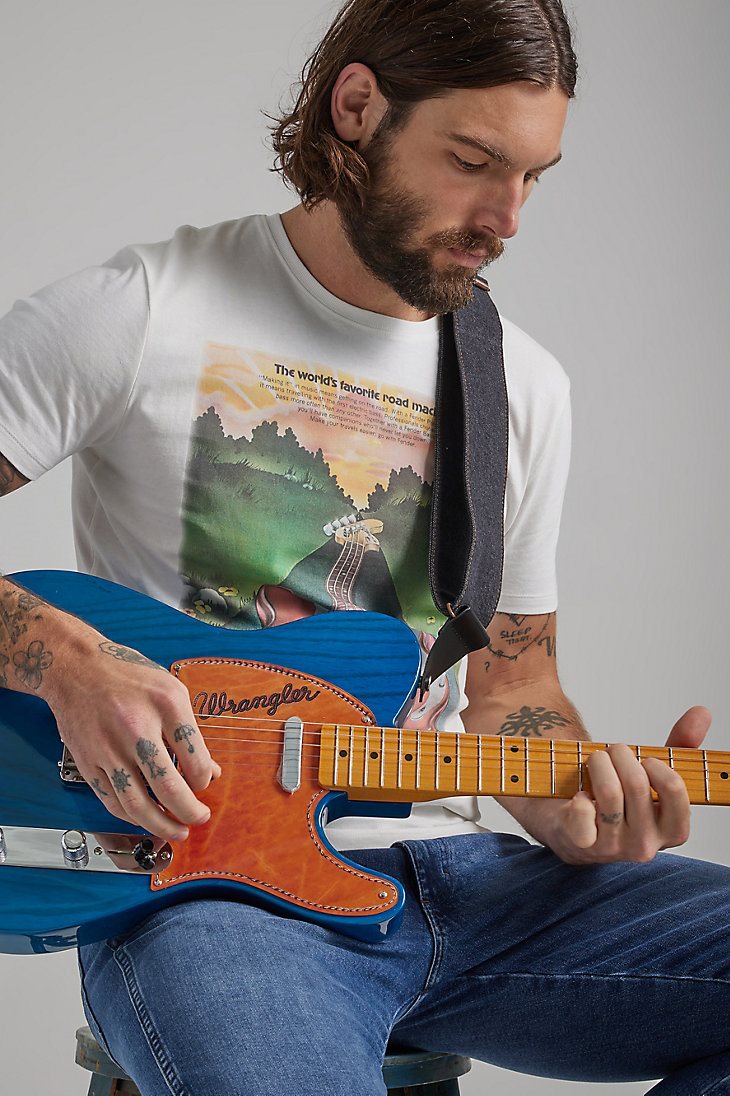 Wrangler x Fender Men's Road Machine T-Shirt in Off White