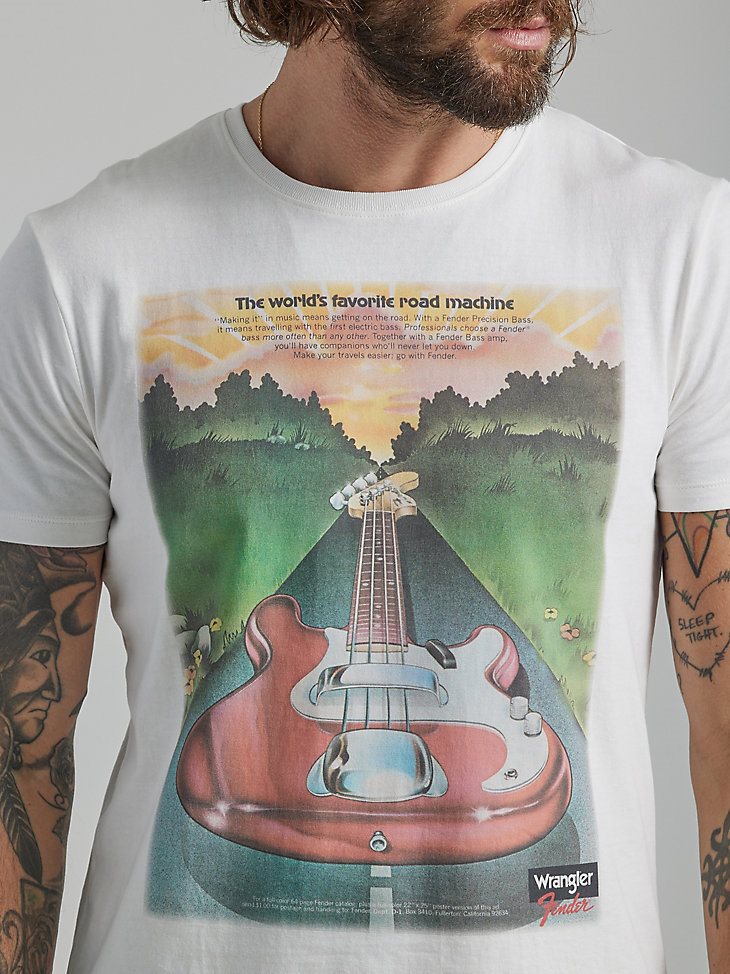 Wrangler x Fender Men's Road Machine T-Shirt in Off White