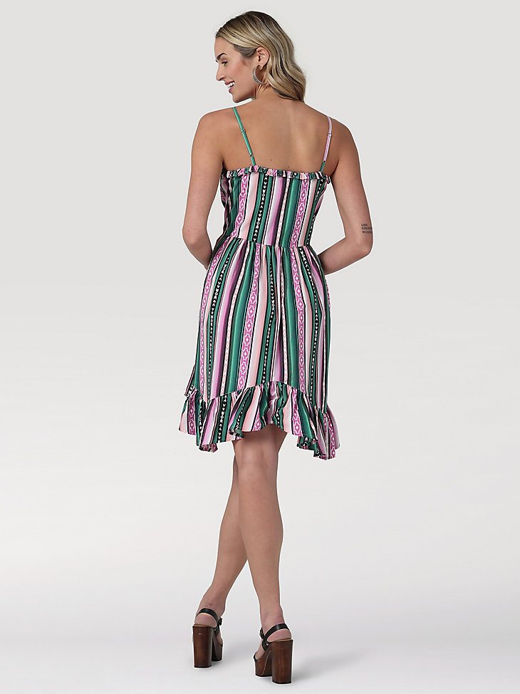 Women's Wrangler Handkerchief Hem Strappy Dress in Watermelon Green
