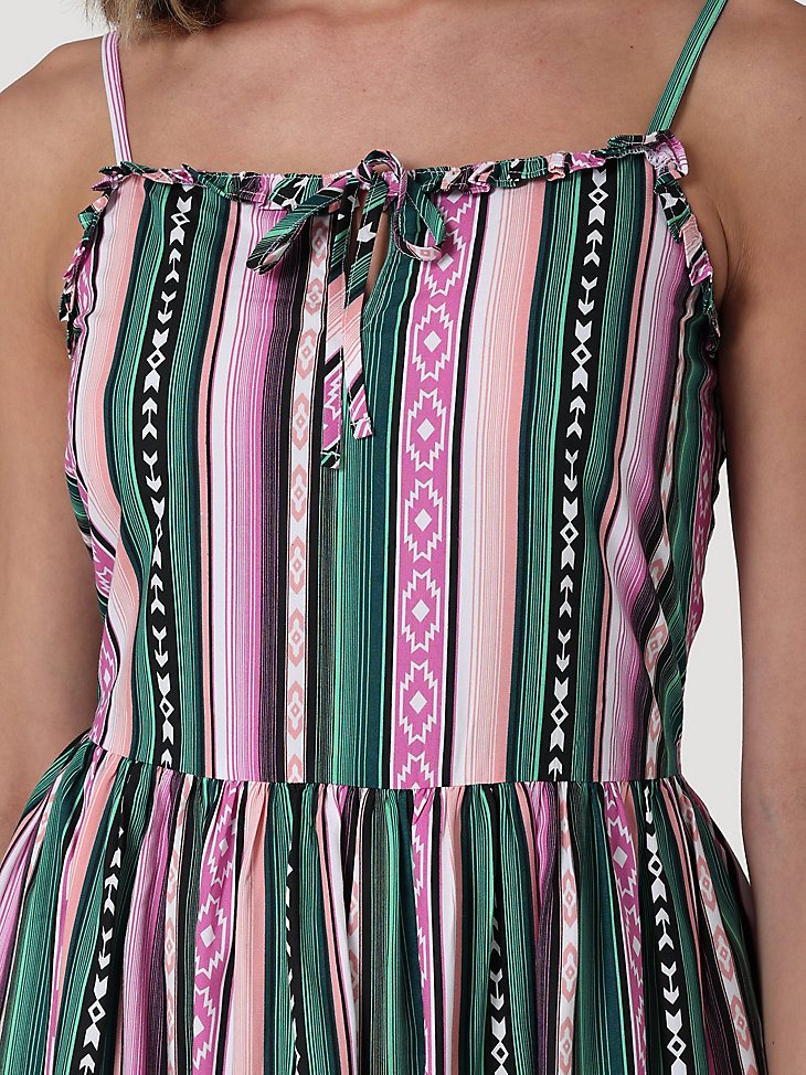 Women's Wrangler Handkerchief Hem Strappy Dress in Watermelon Green
