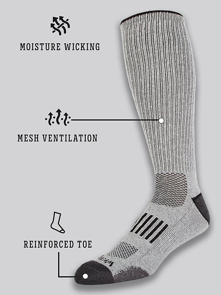 Men's Ryder Western Boot Socks (6-pack) in Charcoal