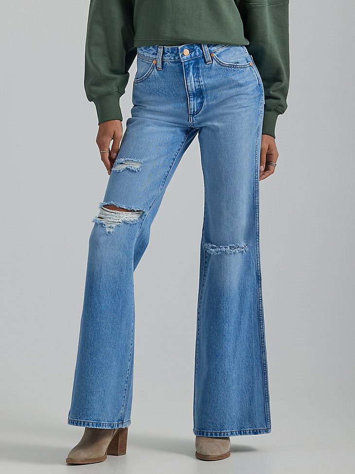 Women's Destructed Wanderer Flare Jean in Good Intentions