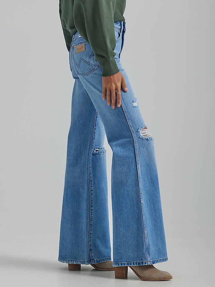 Women's Destructed Wanderer Flare Jean in Good Intentions