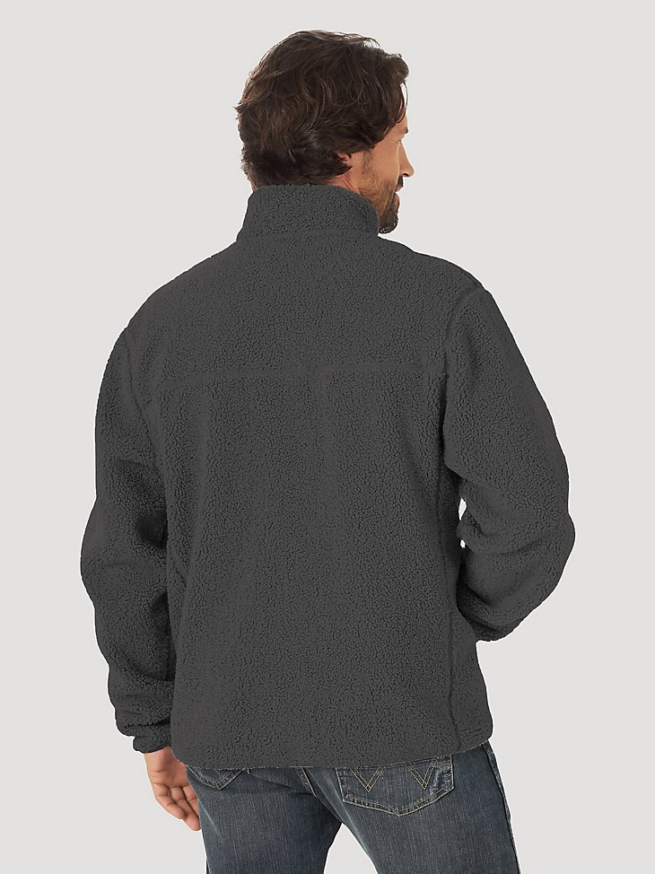 Men's Wrangler Zip Front Multi Pocket Sherpa Jacket in Charcoal