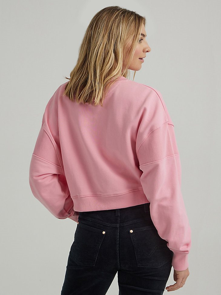Women's Puffy Logo Crew Sweatshirt in Sick Pink