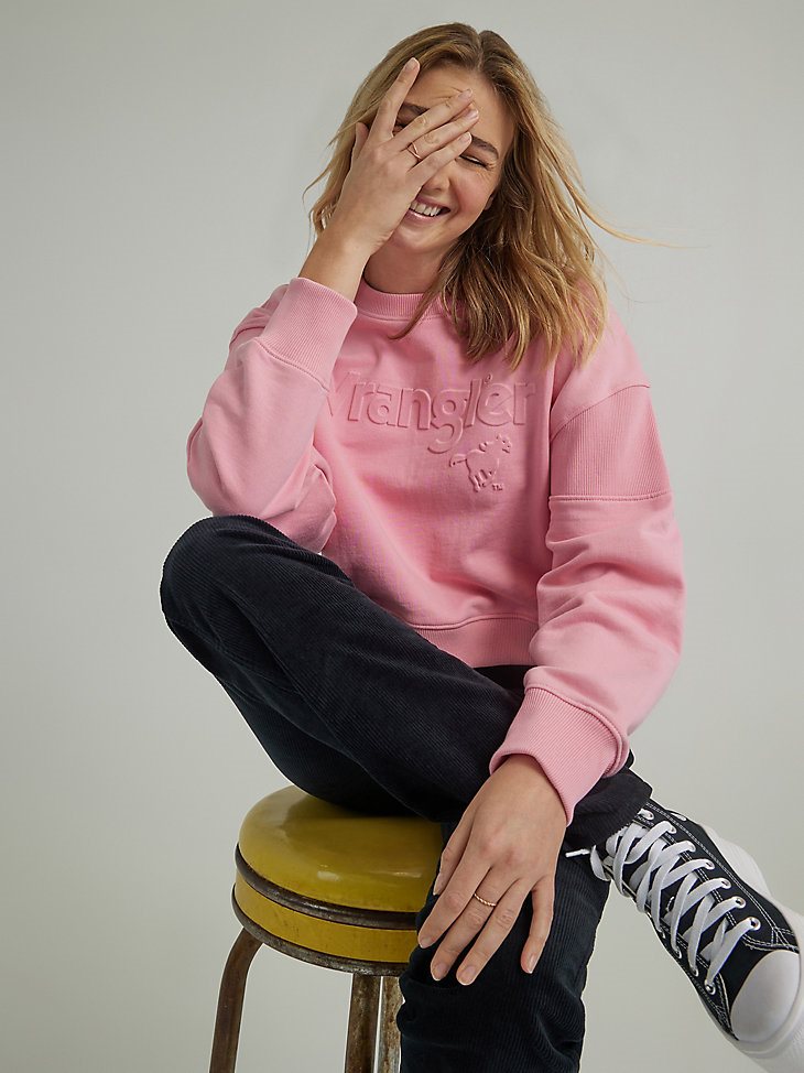 Women's Puffy Logo Crew Sweatshirt in Sick Pink