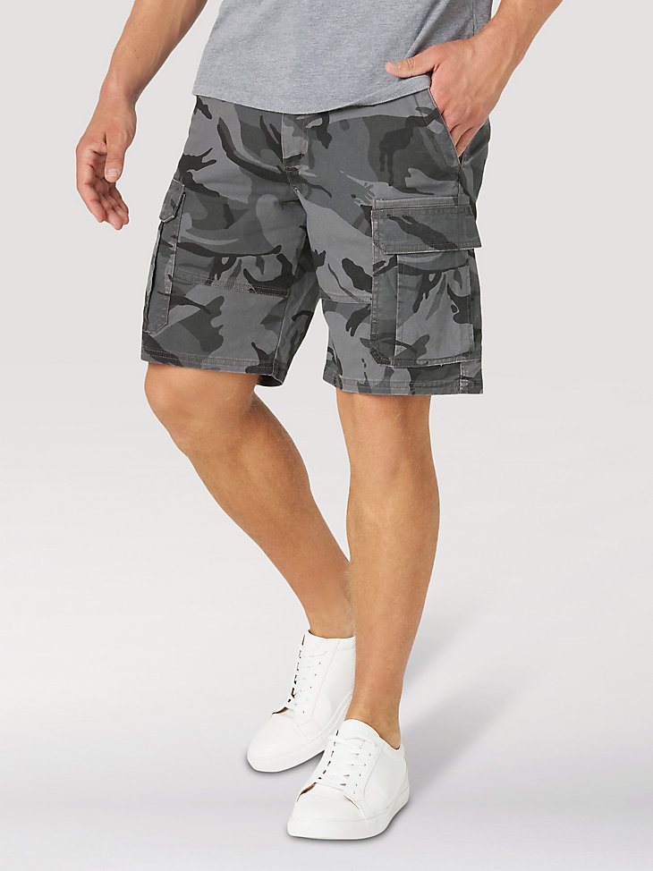Men's Wrangler Authentics Stretch Cargo Short in Anthracite Camo