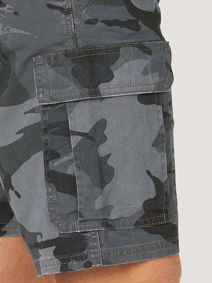 Men's Wrangler Authentics Stretch Cargo Short in Anthracite Camo