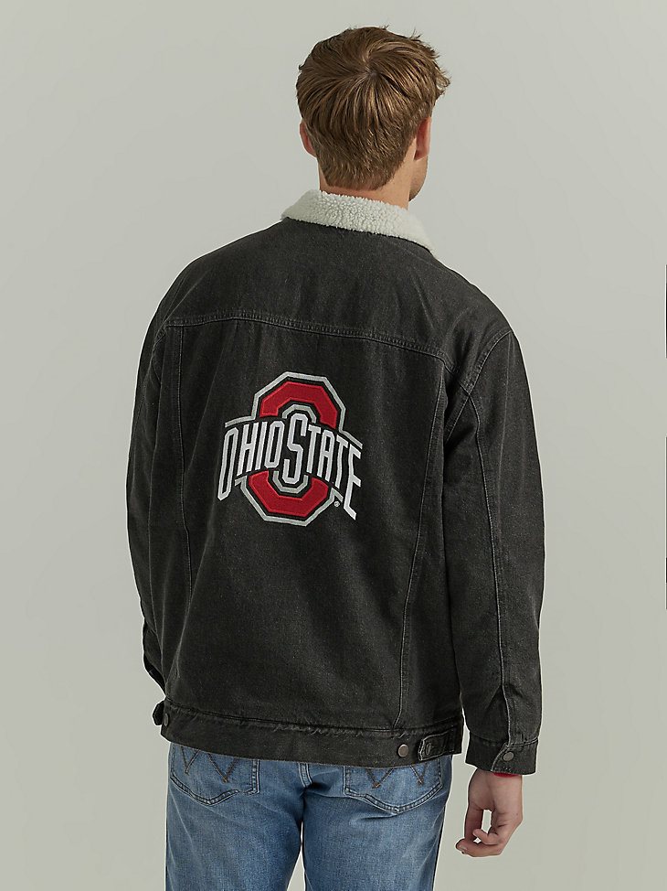 Men's Wrangler Collegiate Sherpa Lined Denim Western Jacket in Ohio State
