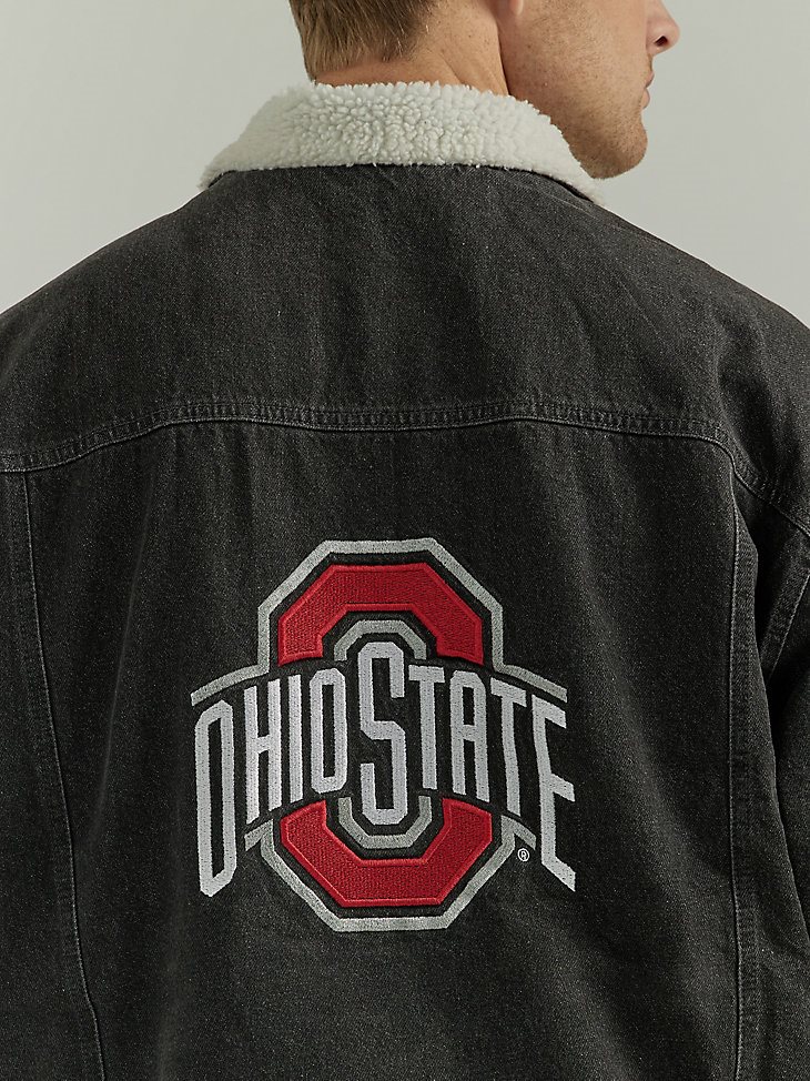 Men's Wrangler Collegiate Sherpa Lined Denim Western Jacket in Ohio State
