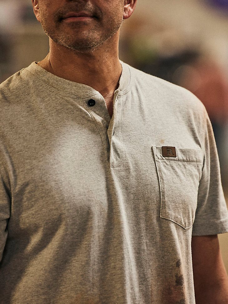 Wrangler RIGGS Workwear Short Sleeve Henley in Ash Heather