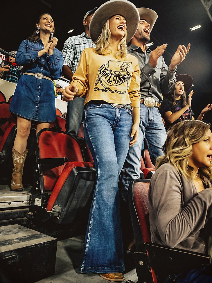 The Wrangler Retro Premium Jean: Women's High Rise Trumpet Flare in Paige